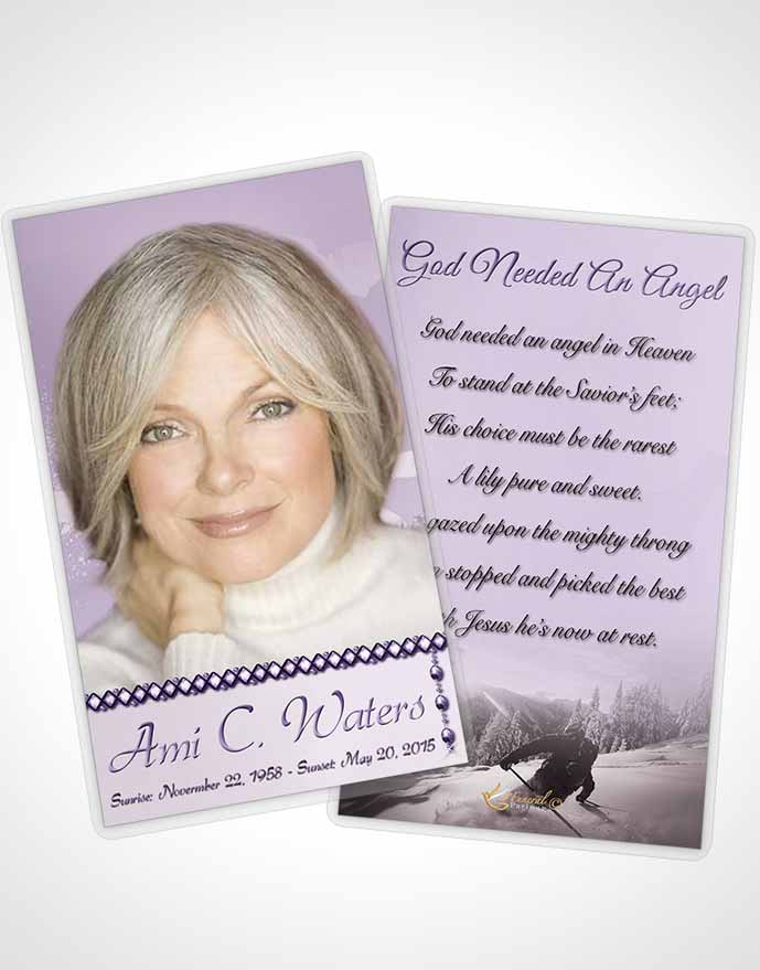 Funeral Prayer Card Template Lavender Ski Jumping