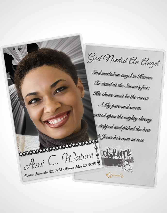 Funeral Prayer Card Template Midnight Dancing Black and White