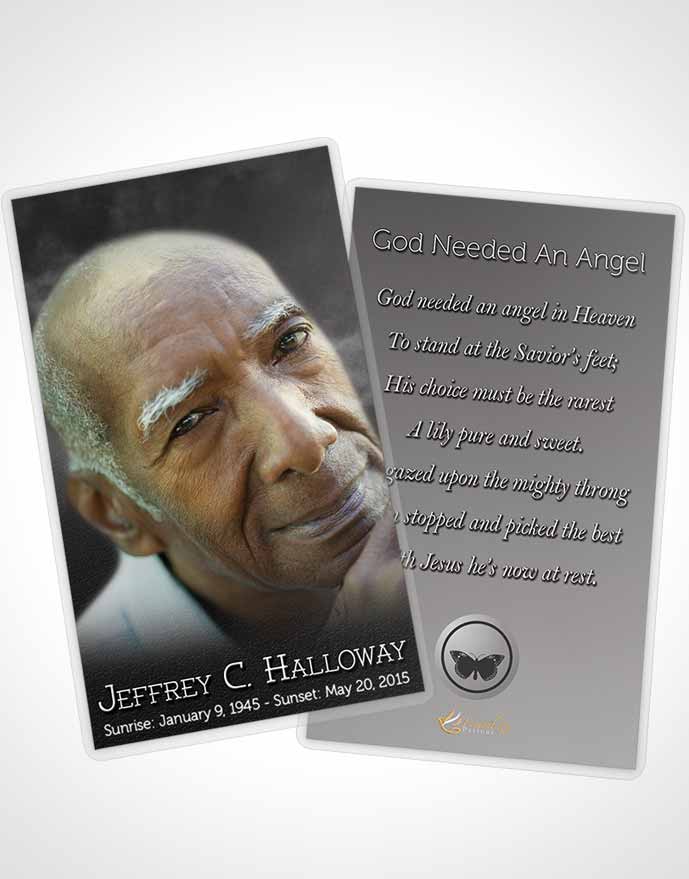 Funeral Prayer Card Template Misty Black and White Clouds