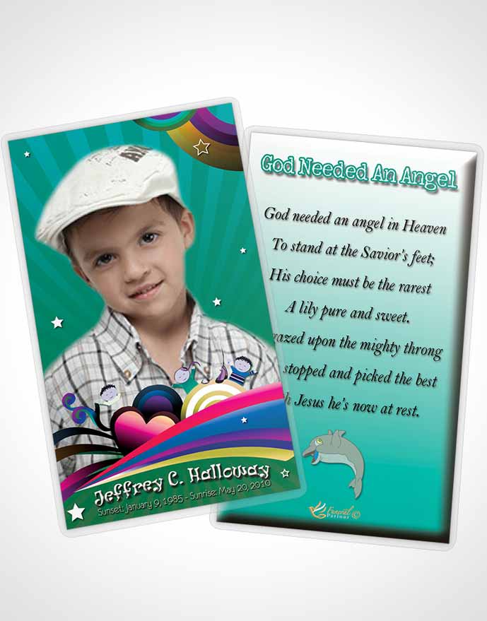Funeral Prayer Card Template Misty Clouds Childs Journey