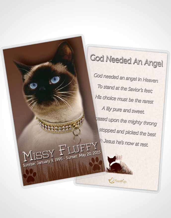Funeral Thank You Card Template Peach Fluffy Kitty