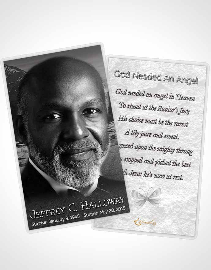 Funeral Prayer Card Template Natures Black and White Mountain