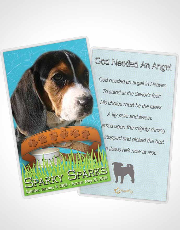Funeral Thank You Card Template Ocean Blue Sparky the Dog