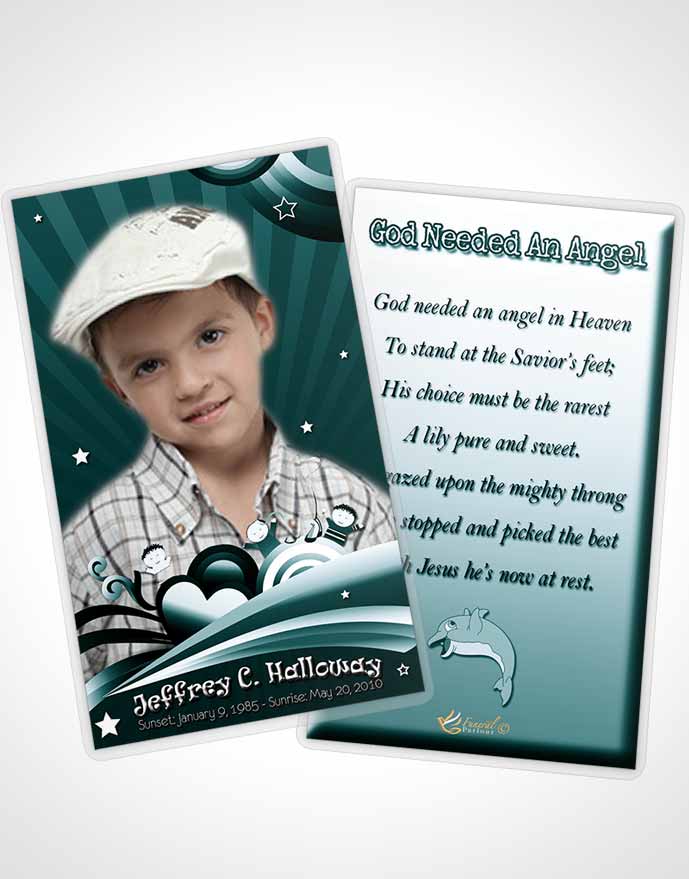 Funeral Prayer Card Template Ocean Blues Childs Journey