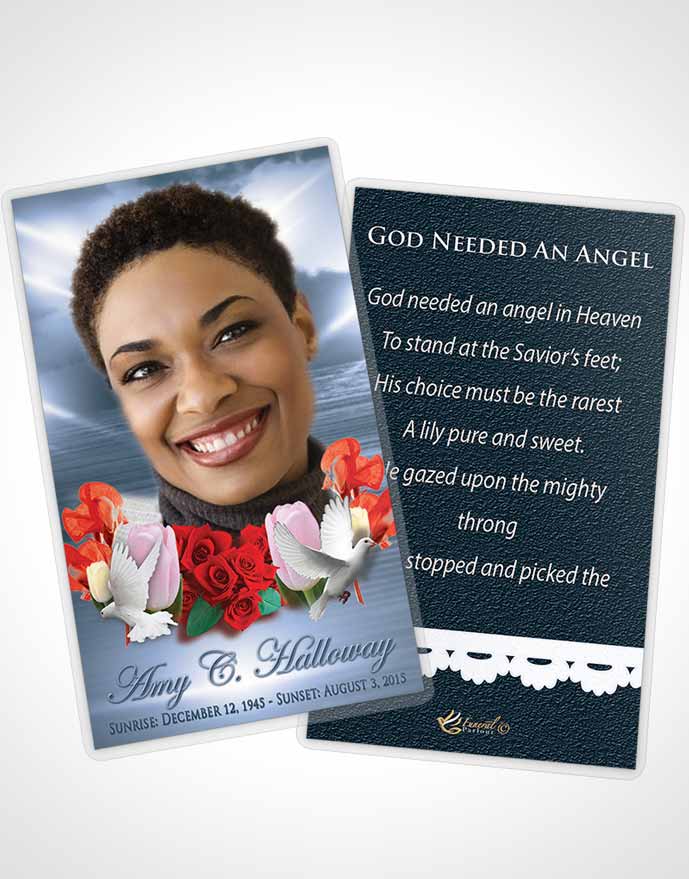 Funeral Thank You Card Template Ocean Delightful Doves