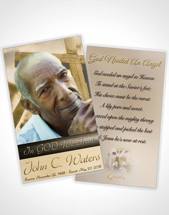 Funeral Prayer Card Template On The Cross Golden Heritage