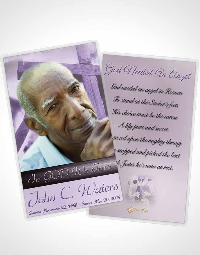 Funeral Prayer Card Template On The Cross Lavender Honor
