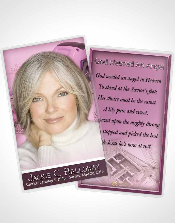 Funeral Prayer Card Template Pink Architect