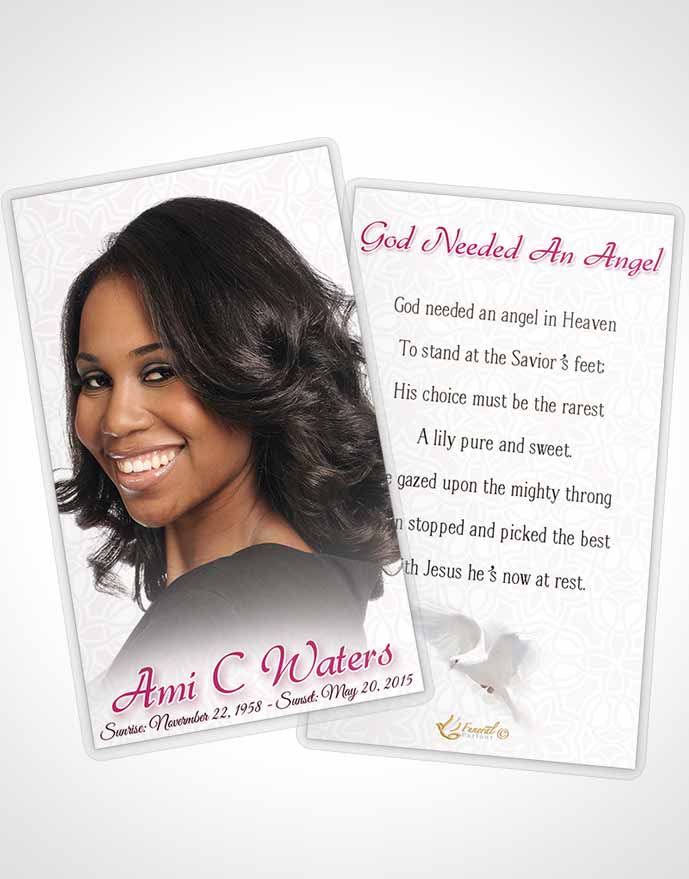 Funeral Thank You Card Template Pink Purity