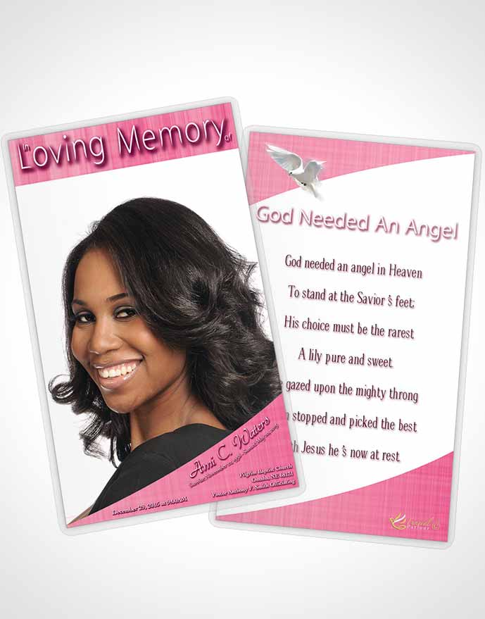 Funeral Prayer Card Template Pink Simplicity