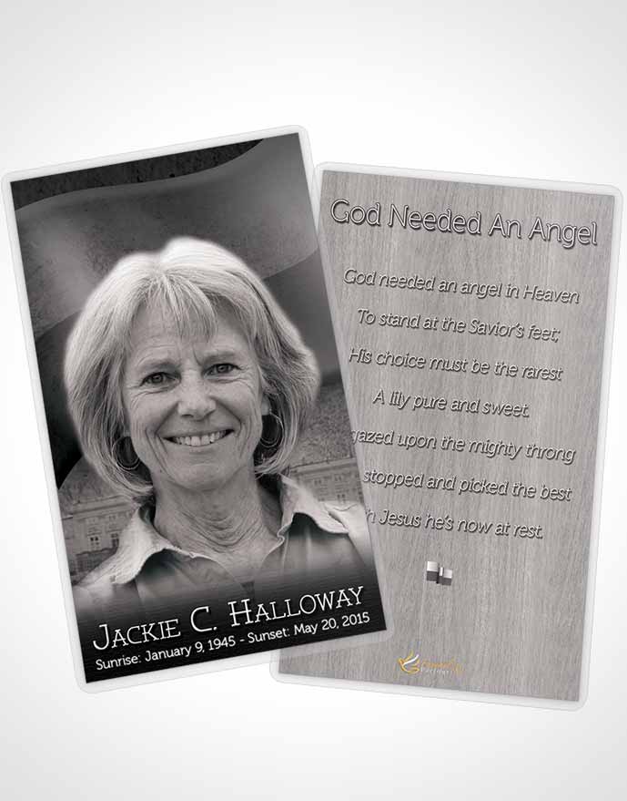 Funeral Prayer Card Template Polish Black and White Serenity