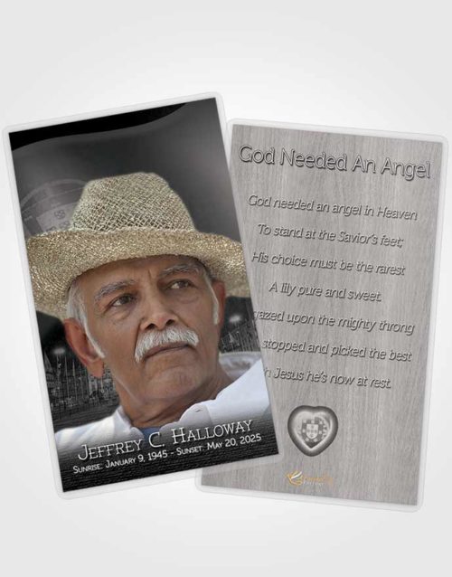 Funeral Prayer Card Template Portuguese Black and White Serenity