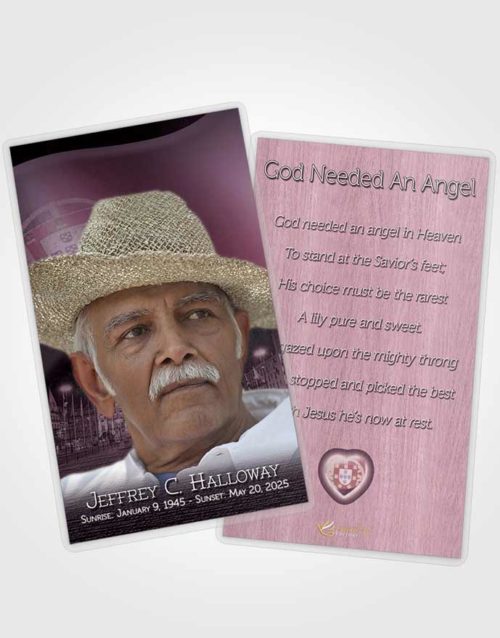 Funeral Prayer Card Template Portuguese Lavender Serenity