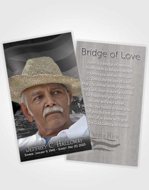 Funeral Prayer Card Template Puerto Rican Black and White Waters