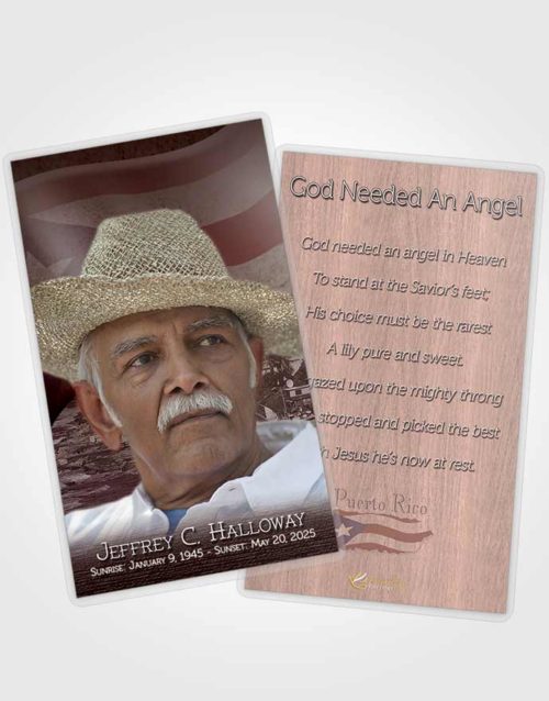 Funeral Prayer Card Template Puerto Rican Burgundy Waters