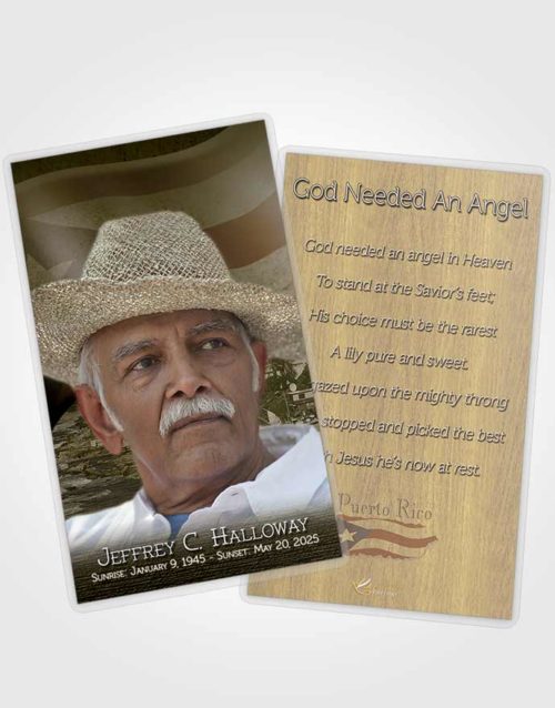 Funeral Prayer Card Template Puerto Rican Emerald Waters