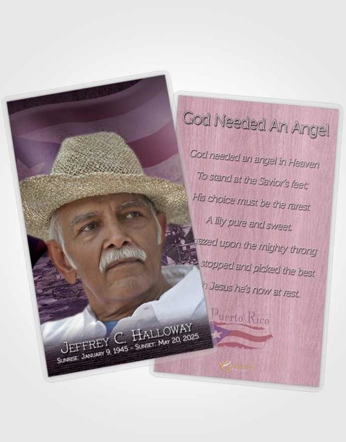 Funeral Prayer Card Template Puerto Rican Lavender Waters