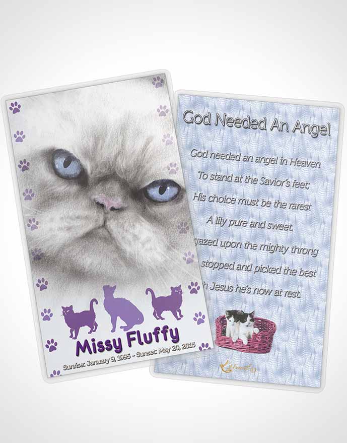 Funeral Thank You Card Template Purple Fluffy Cat