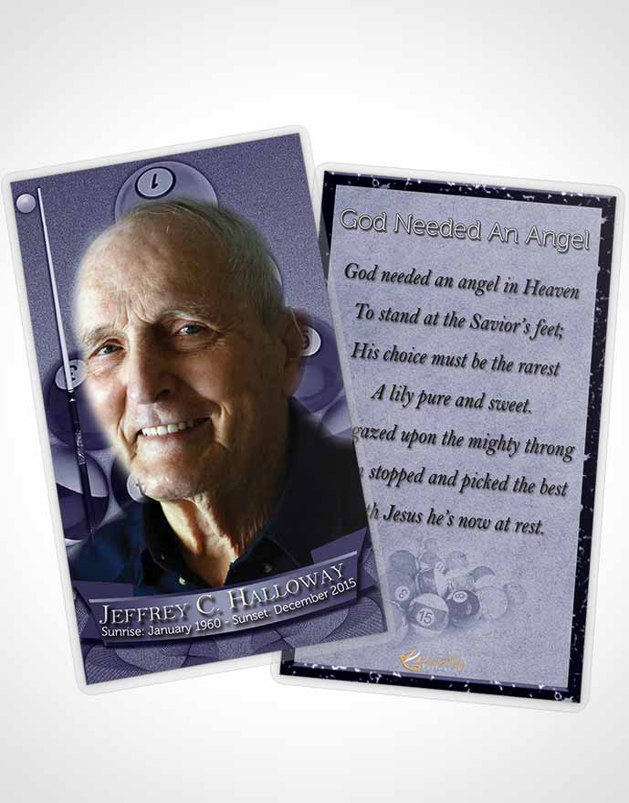 Funeral Prayer Card Template Purple Mist Billiards Desire