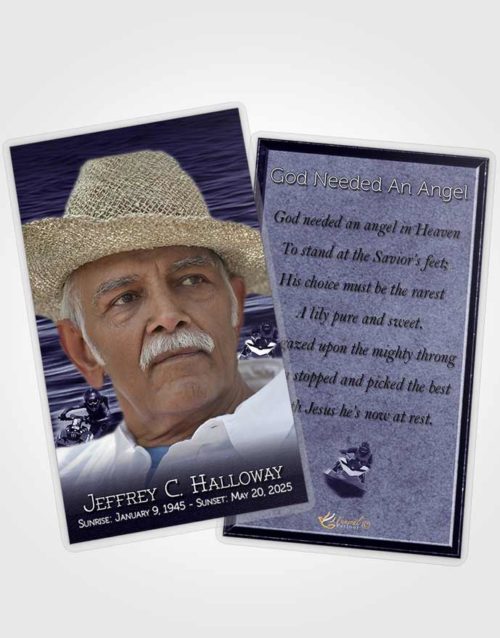 Funeral Prayer Card Template Purple Mist Water Sports