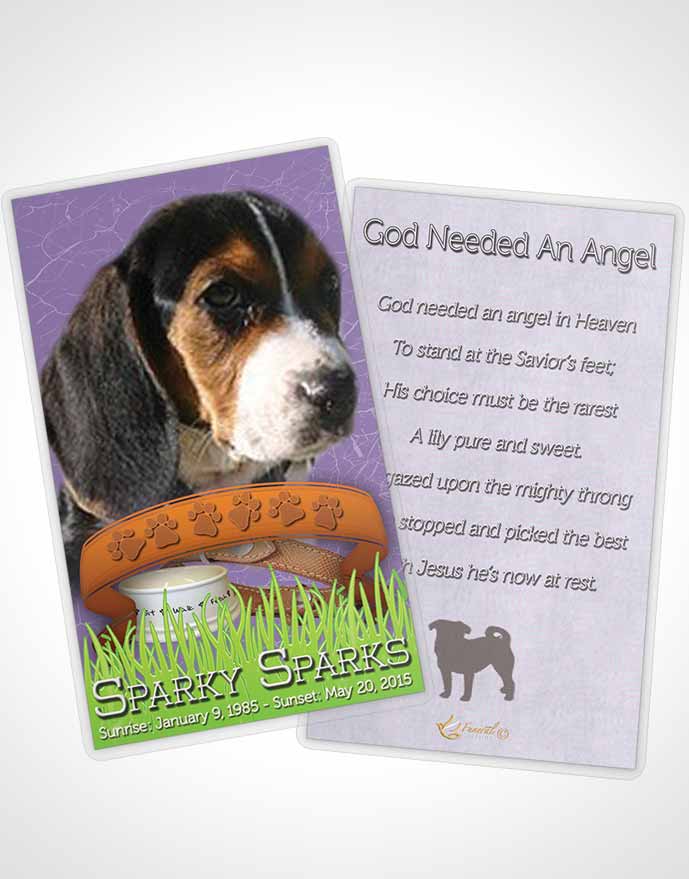Funeral Thank You Card Template Purple Sparky the Dog