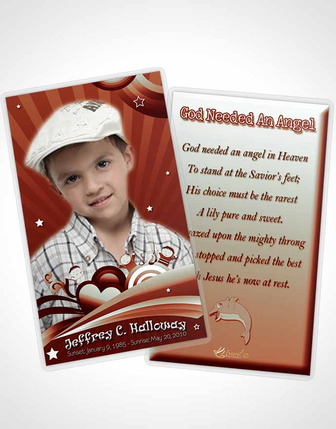 Funeral Prayer Card Template Red Laughter Childs Journey