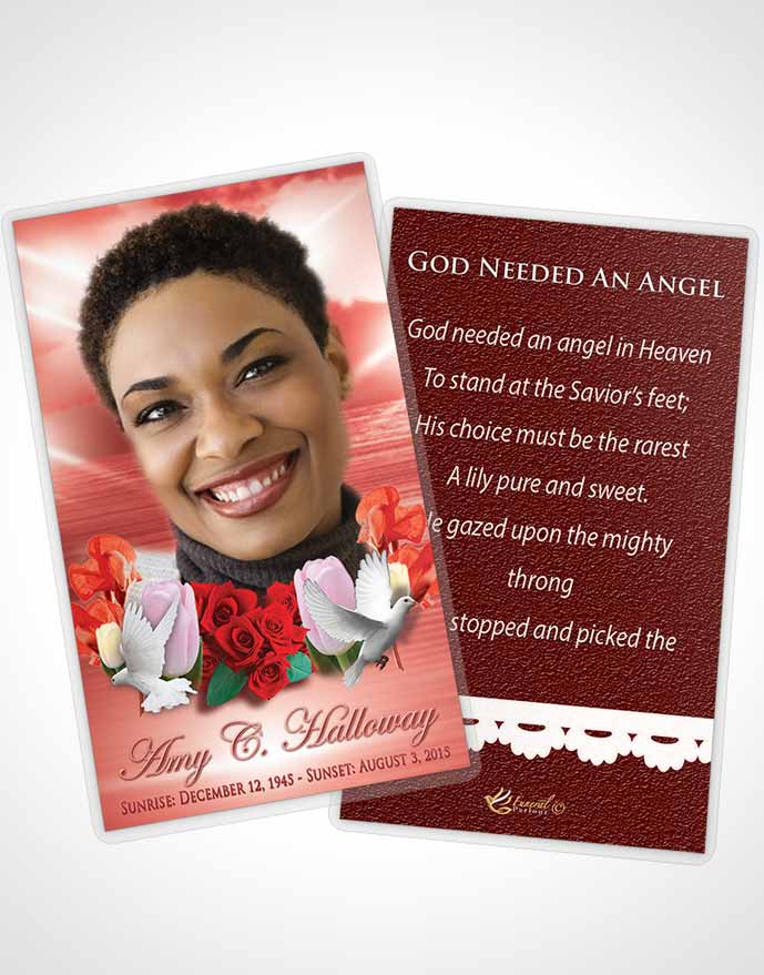 Funeral Thank You Card Template Ruby Delightful Doves