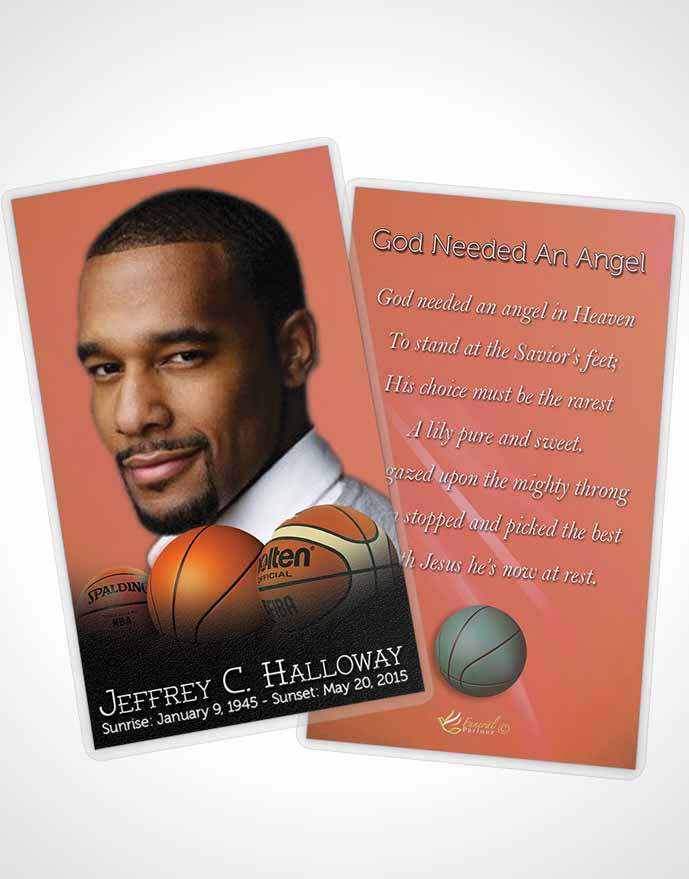 Funeral Prayer Card Template Ruby Night Basketball Lover Dark