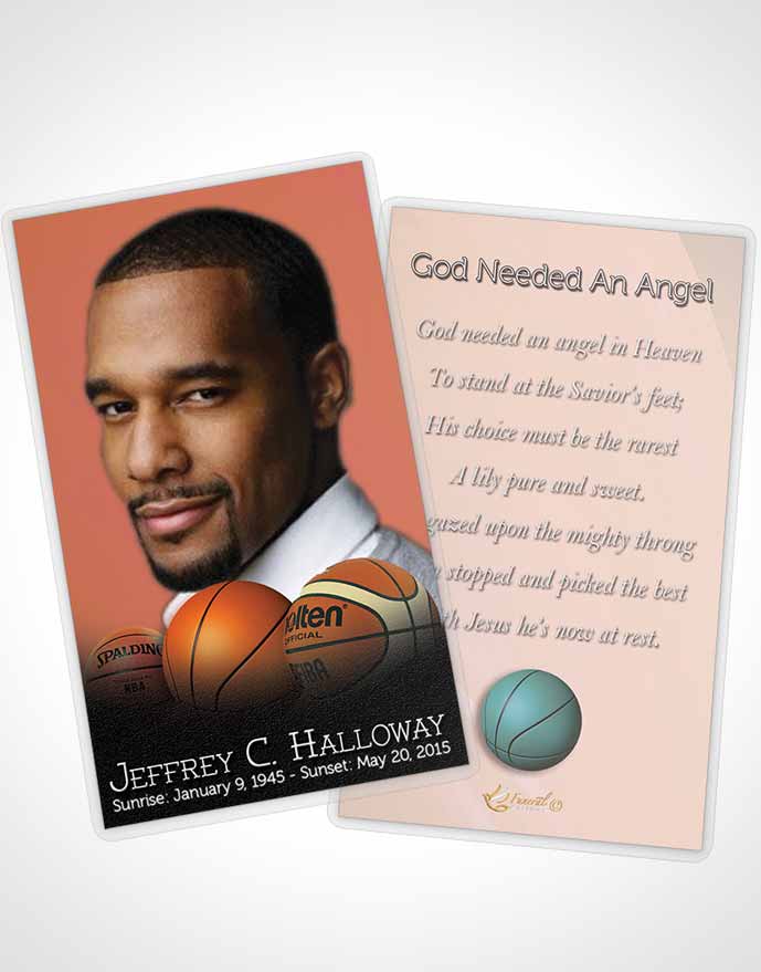 Funeral Prayer Card Template Ruby Night Basketball Lover Light