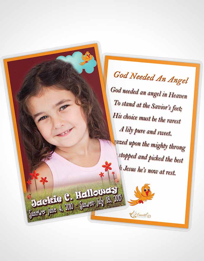 Funeral Prayer Card Template Ruby Red Childs Dream