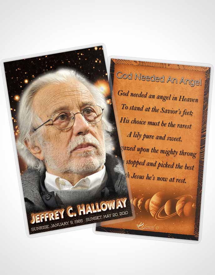 Funeral Prayer Card Template Rustic Astronomers Sky