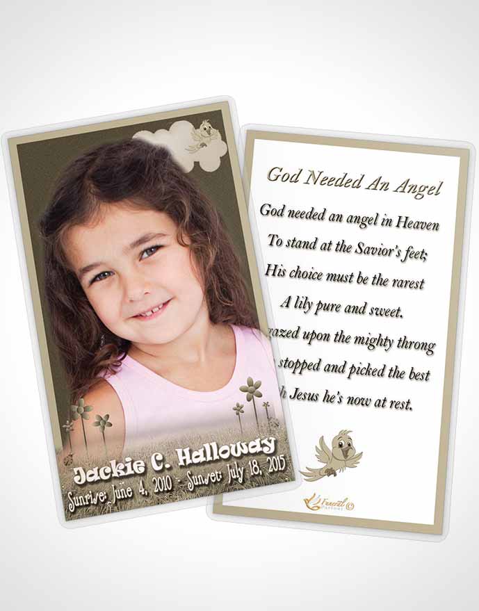 Funeral Prayer Card Template Rustic Childs Dream
