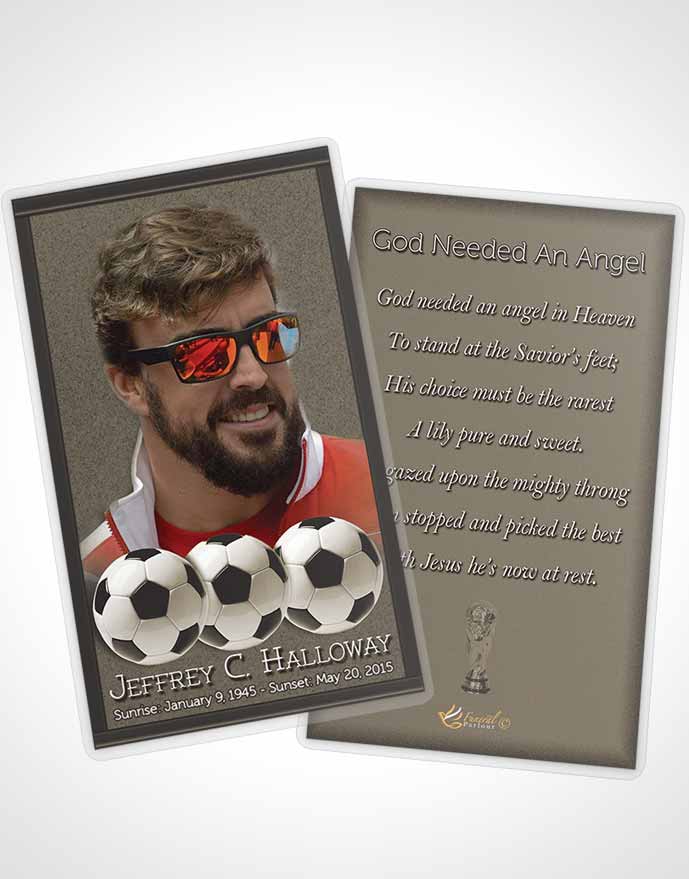 Funeral Prayer Card Template Rustic Soccer Star
