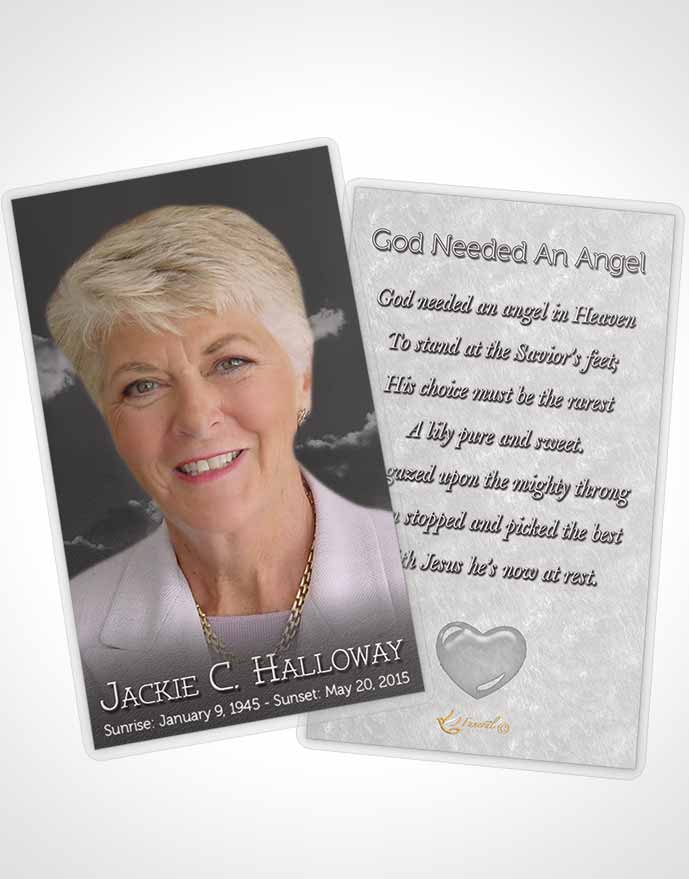 Funeral Prayer Card Template Shining Black and White Clouds