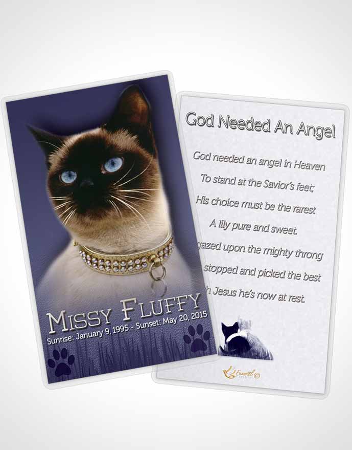 Funeral Thank You Card Template Sky Blue Fluffy Kitty
