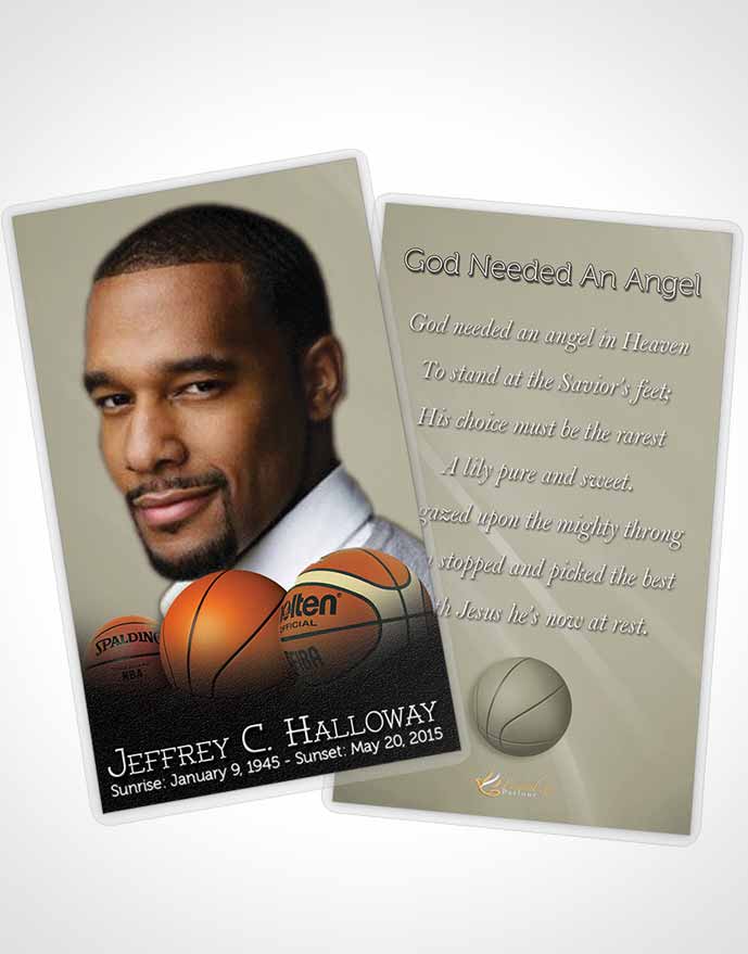 Funeral Prayer Card Template Soft Daylight Basketball Lover Dark