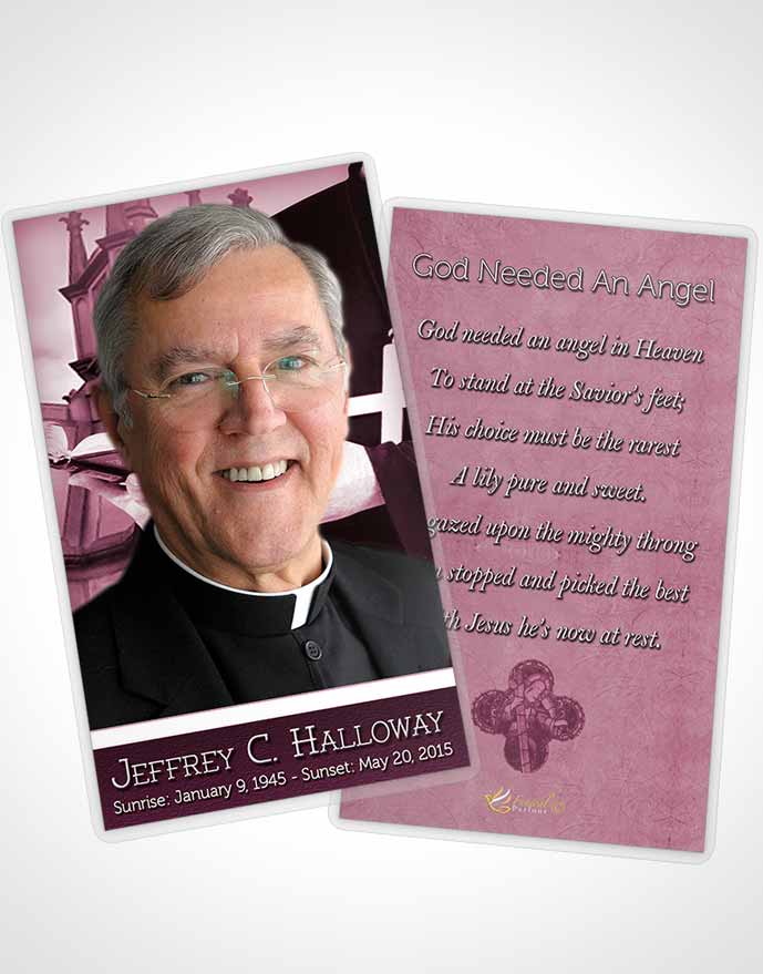 Funeral Prayer Card Template Soft Lavender Heavenly Priest