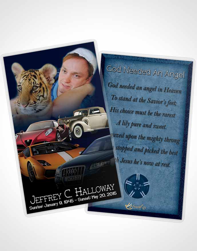 Funeral Prayer Card Template Southern Blue Sky Car Enthusiast