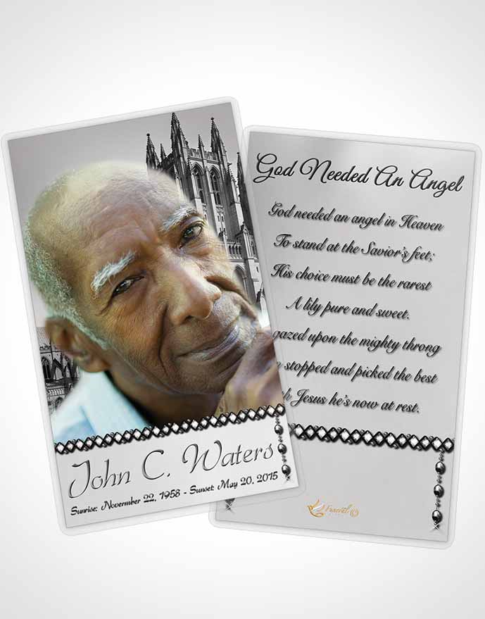 Funeral Prayer Card Template Spring Cathedral Black and White