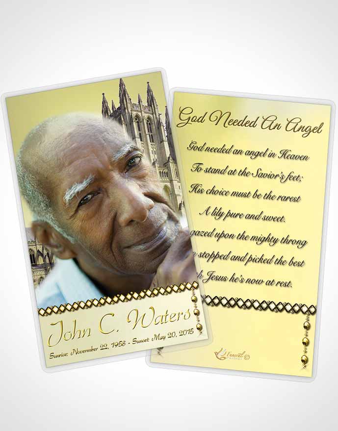 Funeral Prayer Card Template Spring Cathedral Golden Love