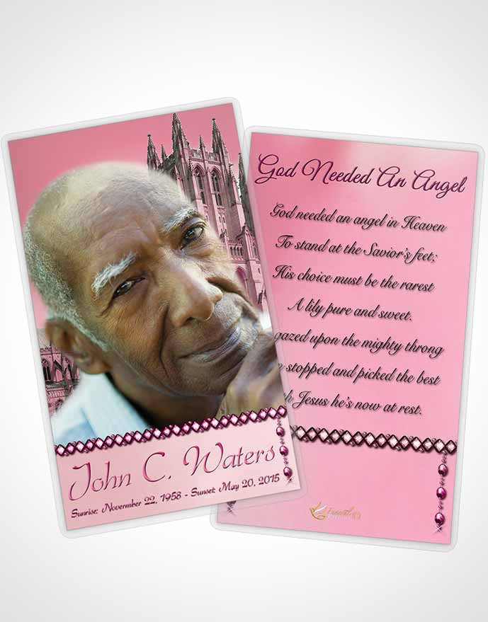 Funeral Prayer Card Template Spring Cathedral Pink Lust