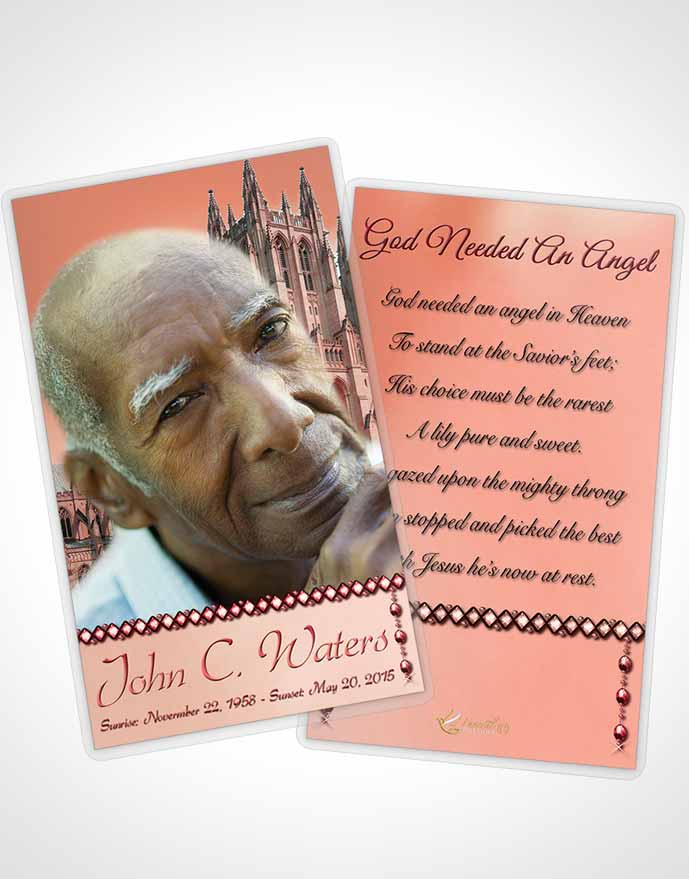 Funeral Prayer Card Template Spring Cathedral Ruby Sunset