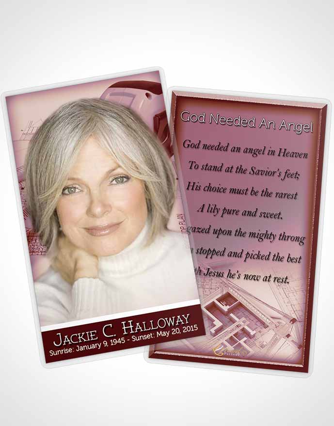 Funeral Prayer Card Template Strawberry Architect