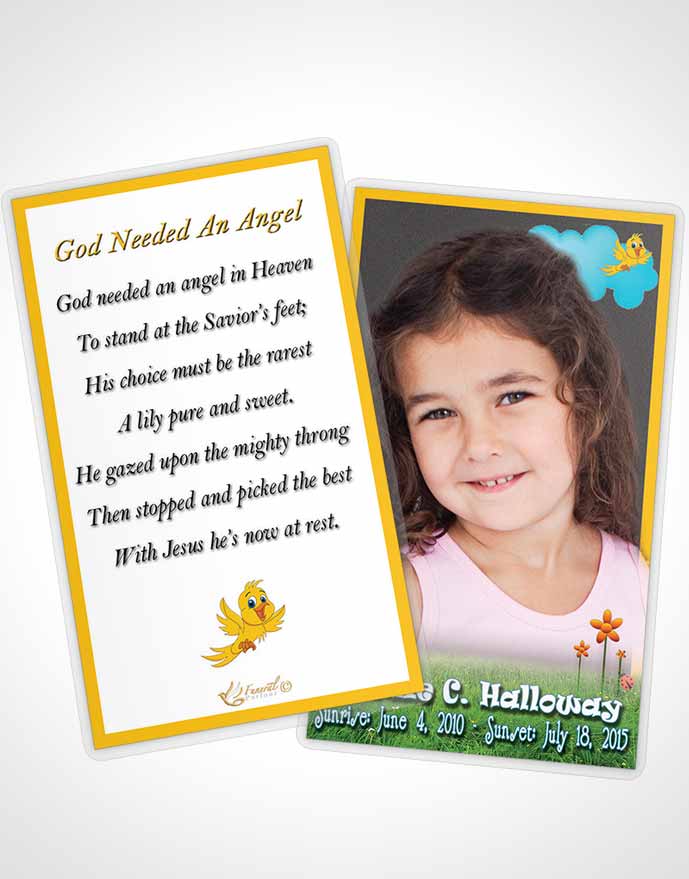 Funeral Prayer Card Template Summer Love Childs Dream