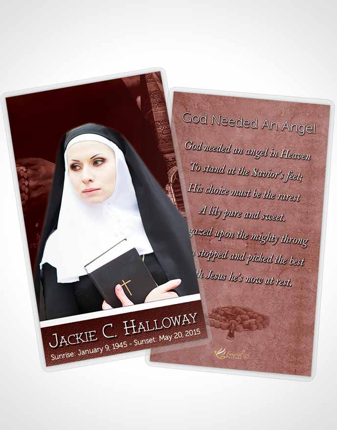 Funeral Prayer Card Template Summer Ruby Heavenly Nun