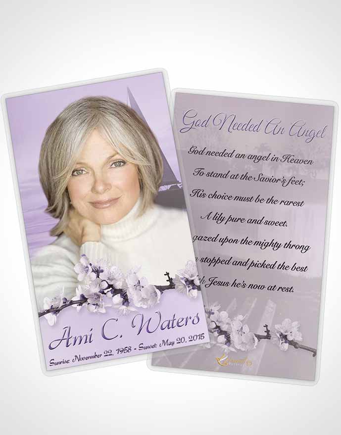 Funeral Prayer Card Template Sunrise Sailor Lavender Honor