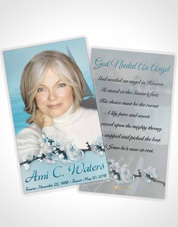 Funeral Prayer Card Template Sunrise Sailor Peaceful Ocean