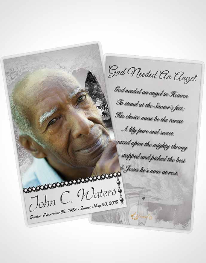 Funeral Prayer Card Template Surfers Paradise Black and White