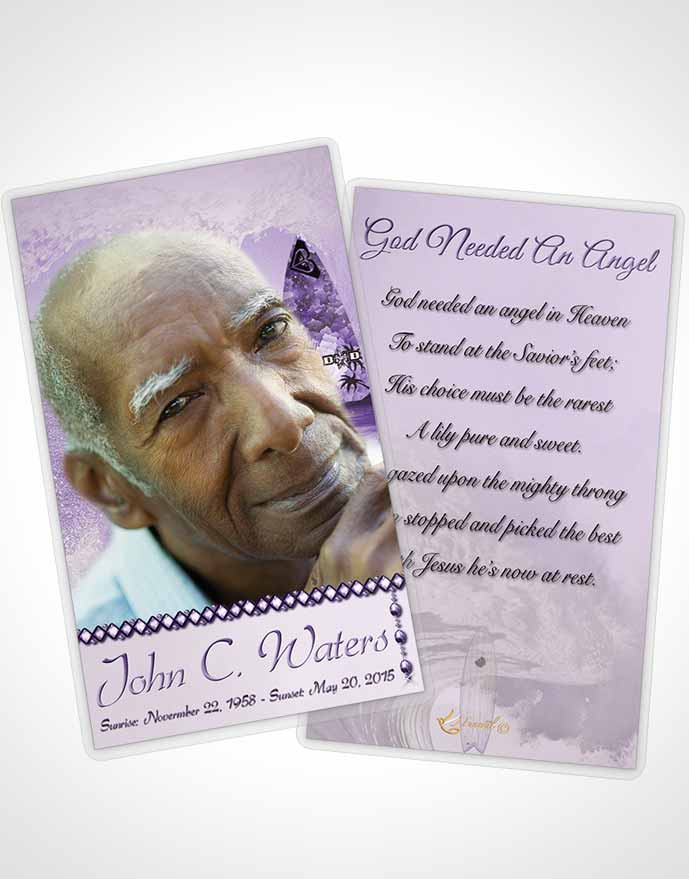 Funeral Prayer Card Template Surfers Paradise Lavender Waves