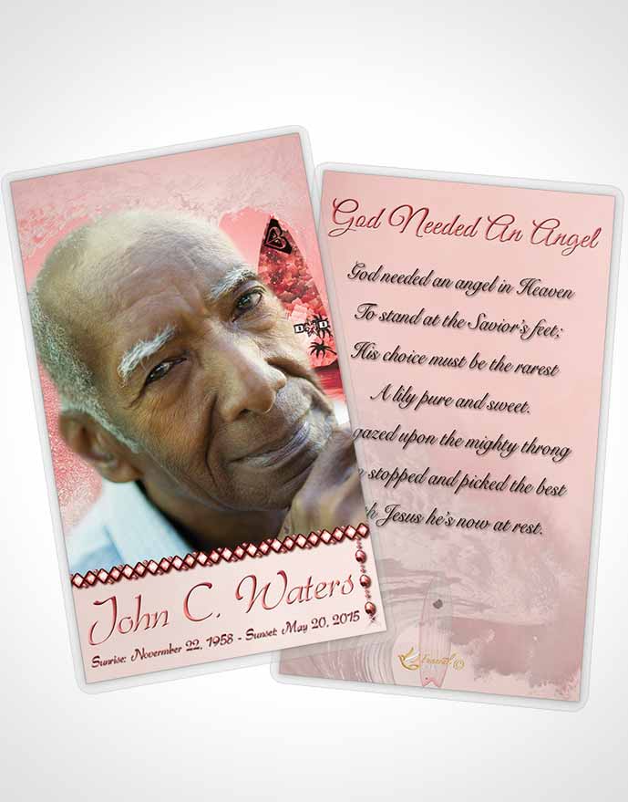 Funeral Prayer Card Template Surfers Paradise Ruby Waves